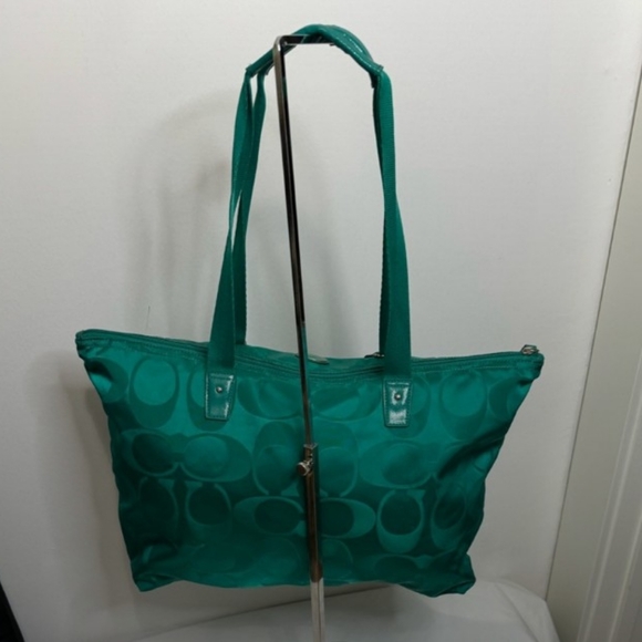 Coach Signature C Large Nylon Tote Bag with Detachable Snap In Pouch - EUC … - Picture 2 of 6